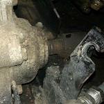 The front driveshaft was sprayed with penitrating oil to aid in removal